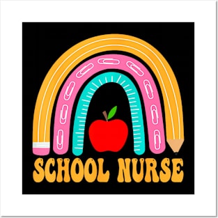 First Day Of School Nurse Back To School Rainbow Posters and Art